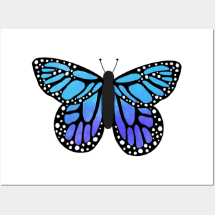 Blue ombré butterfly Posters and Art